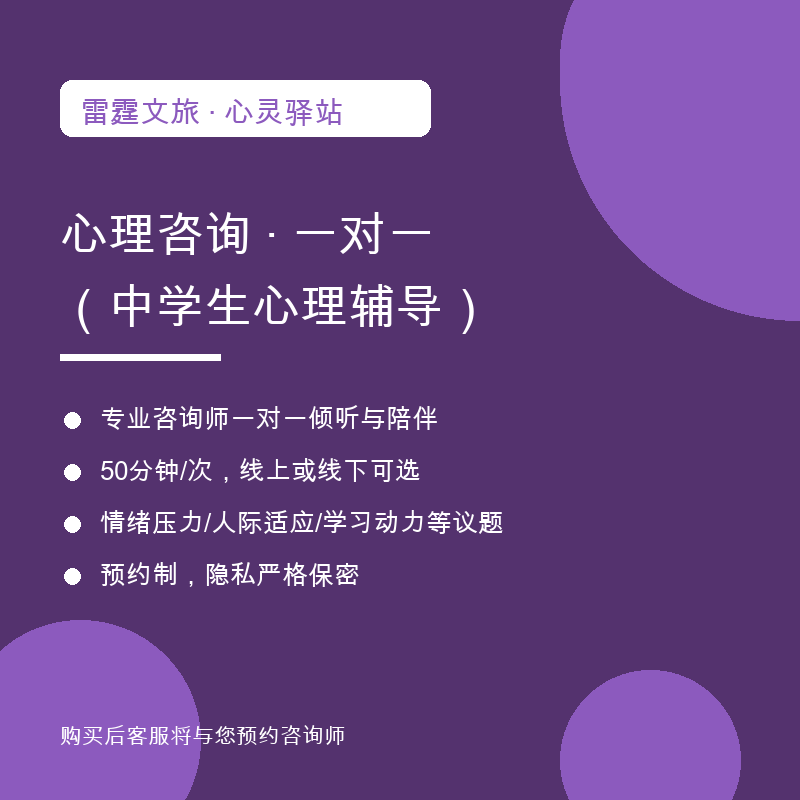 心理咨询&middot;一对一（中学生心理辅导）
